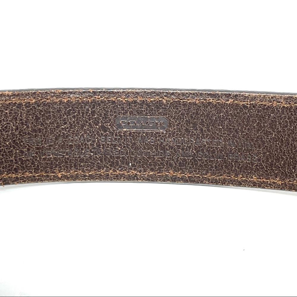 Coach Brown Leather Brass Buckle Classic Dress Fashion Italian Belt Stitching 30 - Picture 11 of 12